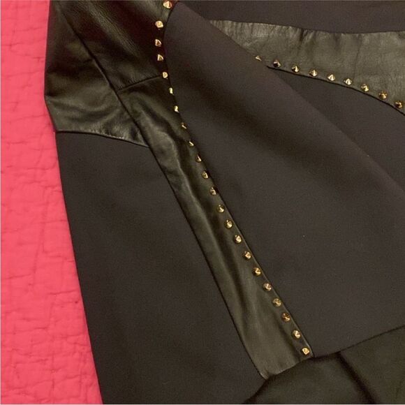 Flavio Castellani genuine leather Black Studded Women's mini  Skirt, S - Picture 3 of 7